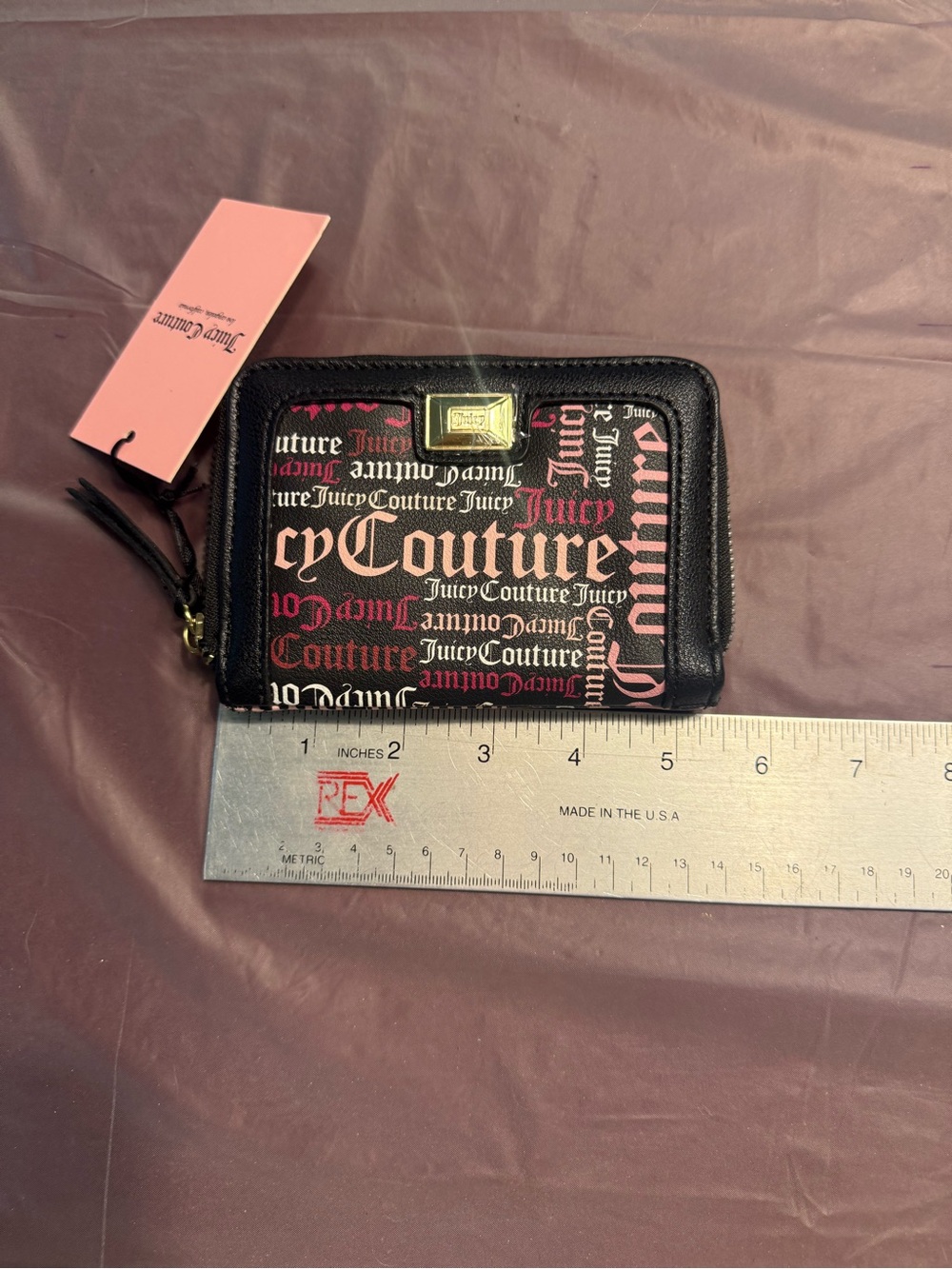 NWT Y2K Juicy Couture Black Pink Multi Block Party Logo Medium Zip Bifold Wallet - Picture 8 of 10